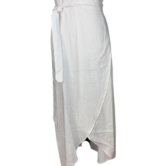 NWT Andie Swim Linen Blend Maxi Wrap Dress, Sz L, V Neck White Resort Vacation - Picture 5 of 9